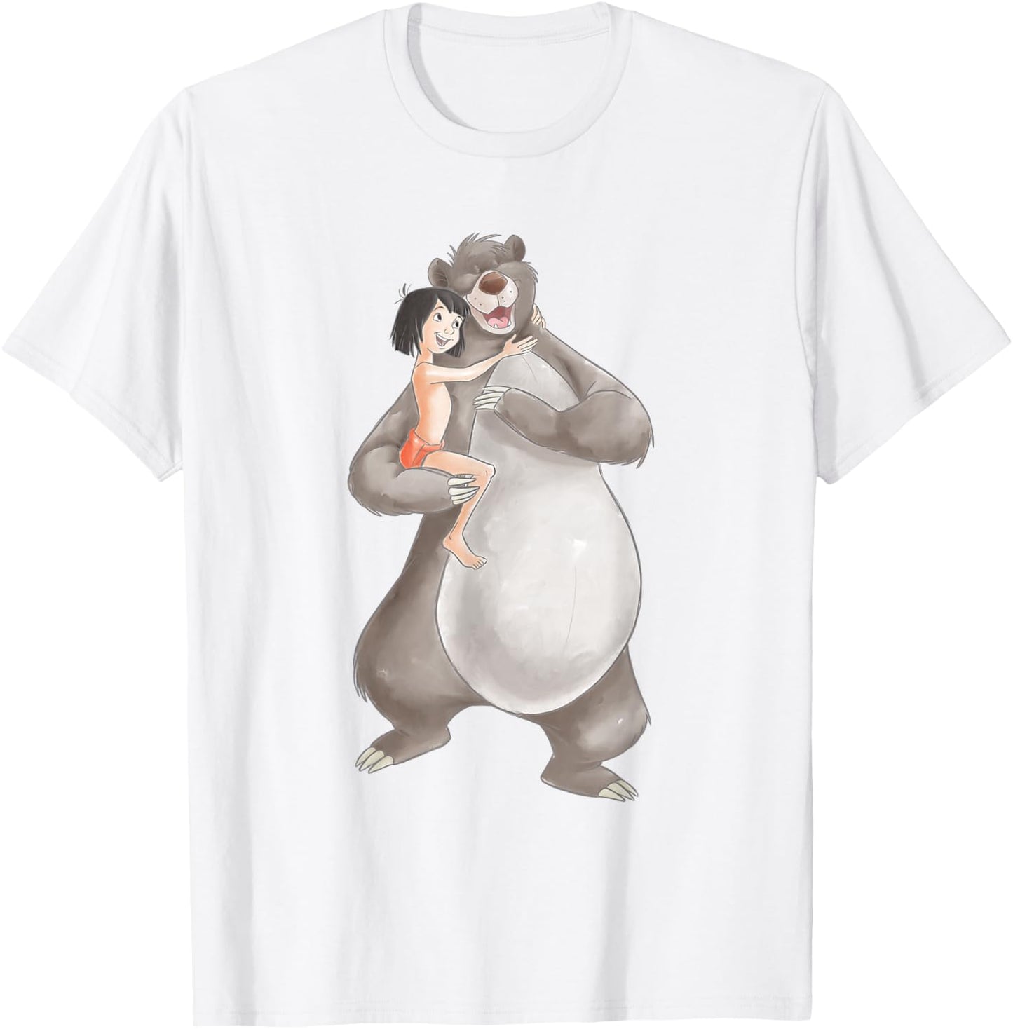 Jungle Book Watercolour Balu And Maugli , White T-Shirt - T-Shirt | White