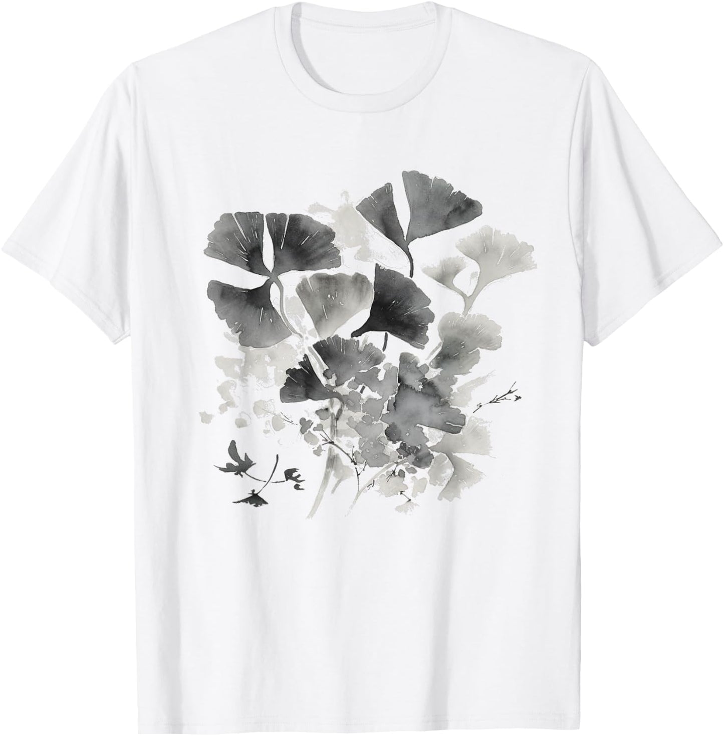 Ginkgo Blätter Ginko-Baum Sumi-e Malerei China Japan Kunst T-Shirt - T-Shirt | White