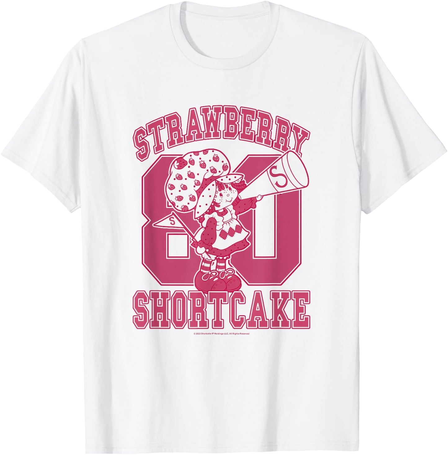 Strawberry Shortcake Eighties Bold Pink Collegiate Cutie Pie T-Shirt - T-Shirt | White