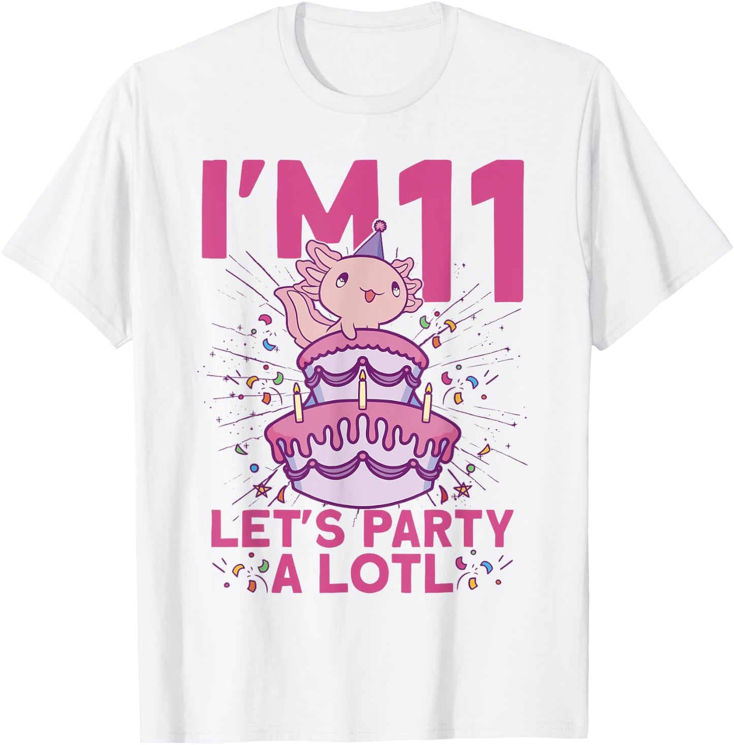 I'm 11 bday Axolotl party cute 11th Birthday Kids Axolotl T-Shirt - T-Shirt | White