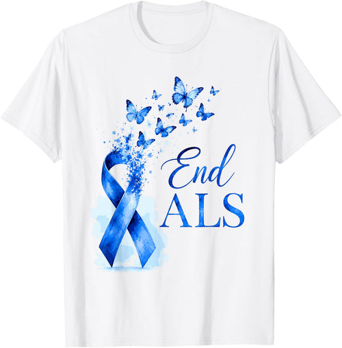 End ALS Blue Awareness Ribbon Butterflies Family Support Kid