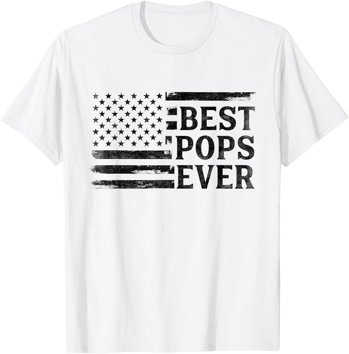 Best Pops Ever Black Vintage USA Flag Father's Day Grandpa T-Shirt - T-Shirt | White