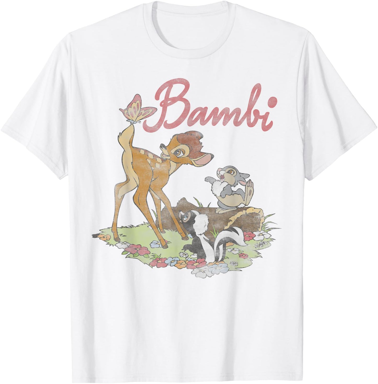 Disney Bambi Thumper Simple Flower Portrait Logo, white, S T-Shirt - T-Shirt | White