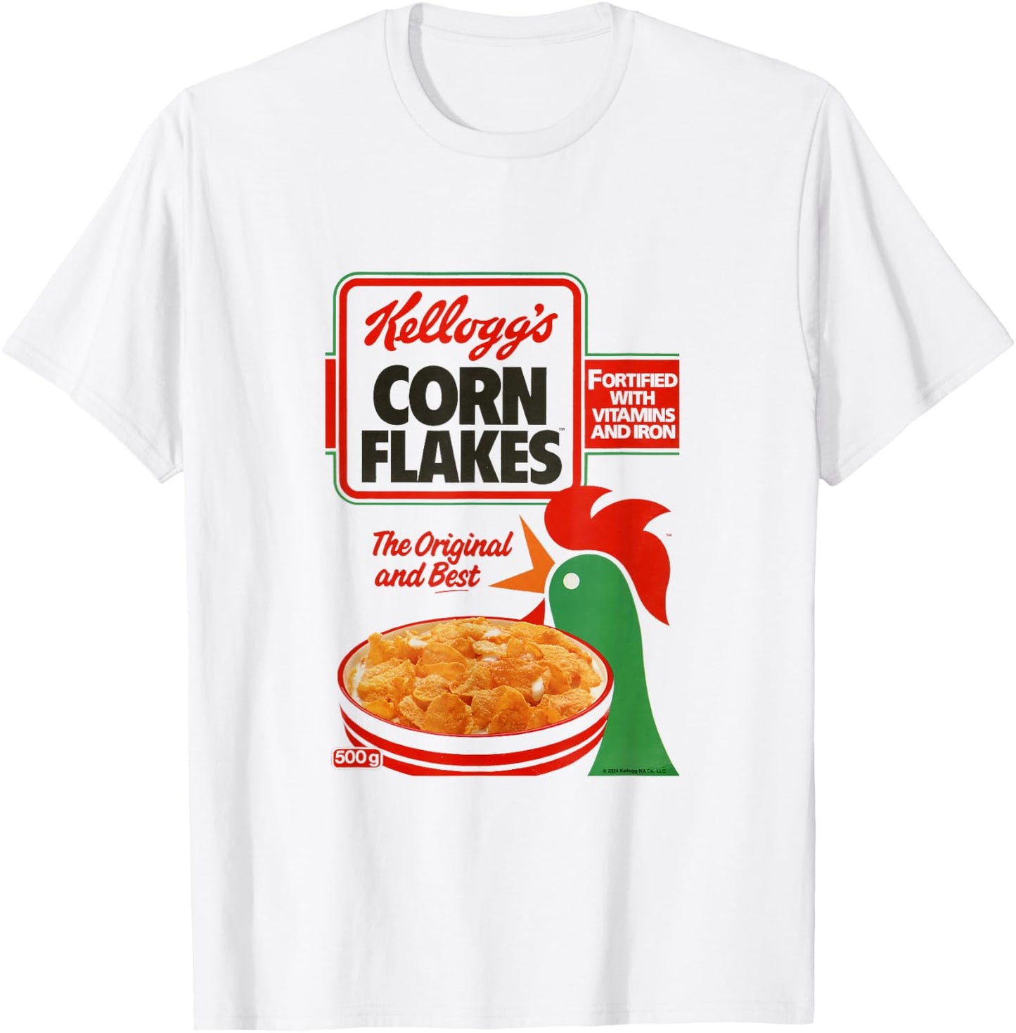 Kellogg's Corn Flakes Breakfast Cereal Box Art 1983 , white, S T-Shirt - T-Shirt | White