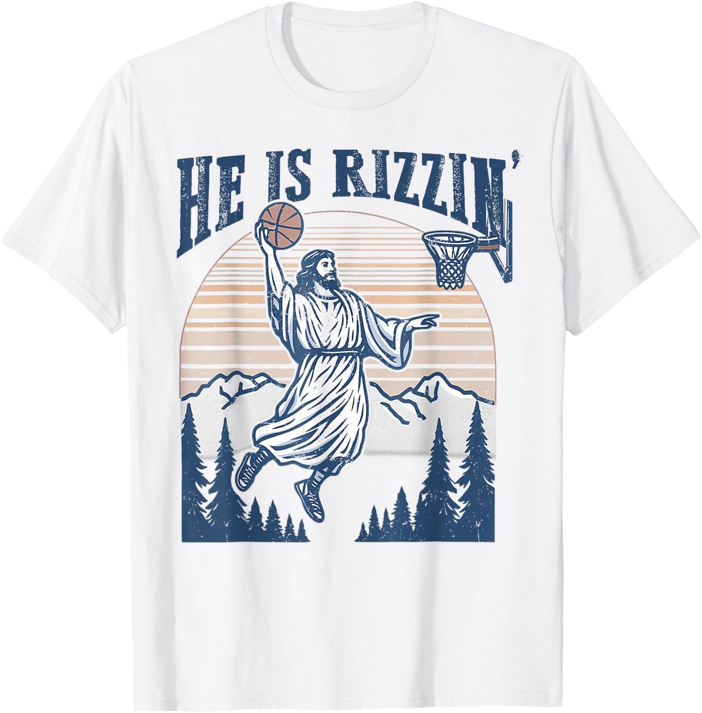 He Is Risen Rizzin' Easter Jesus Christian Faith Basketball T-Shirt - T-Shirt | White