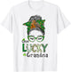 One Lucky Grandma Messy Bun St. Patrick's Day Plaid Leopard T-Shirt - T-Shirt | White