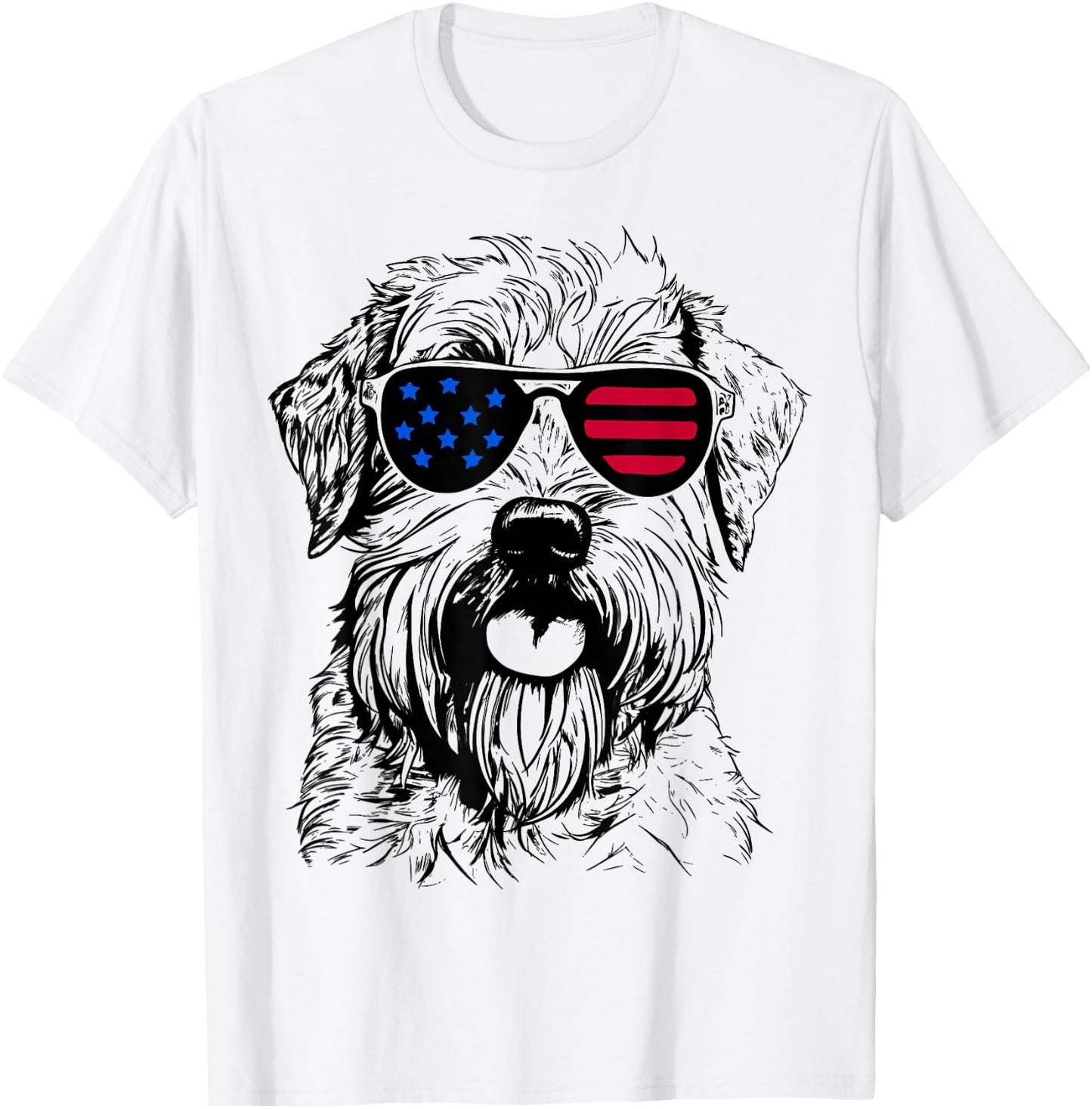 Soft Coated Wheaten Terrier Dog 4th July America USA Flag Women Kids Men T-Shirt - T-Shirt | White