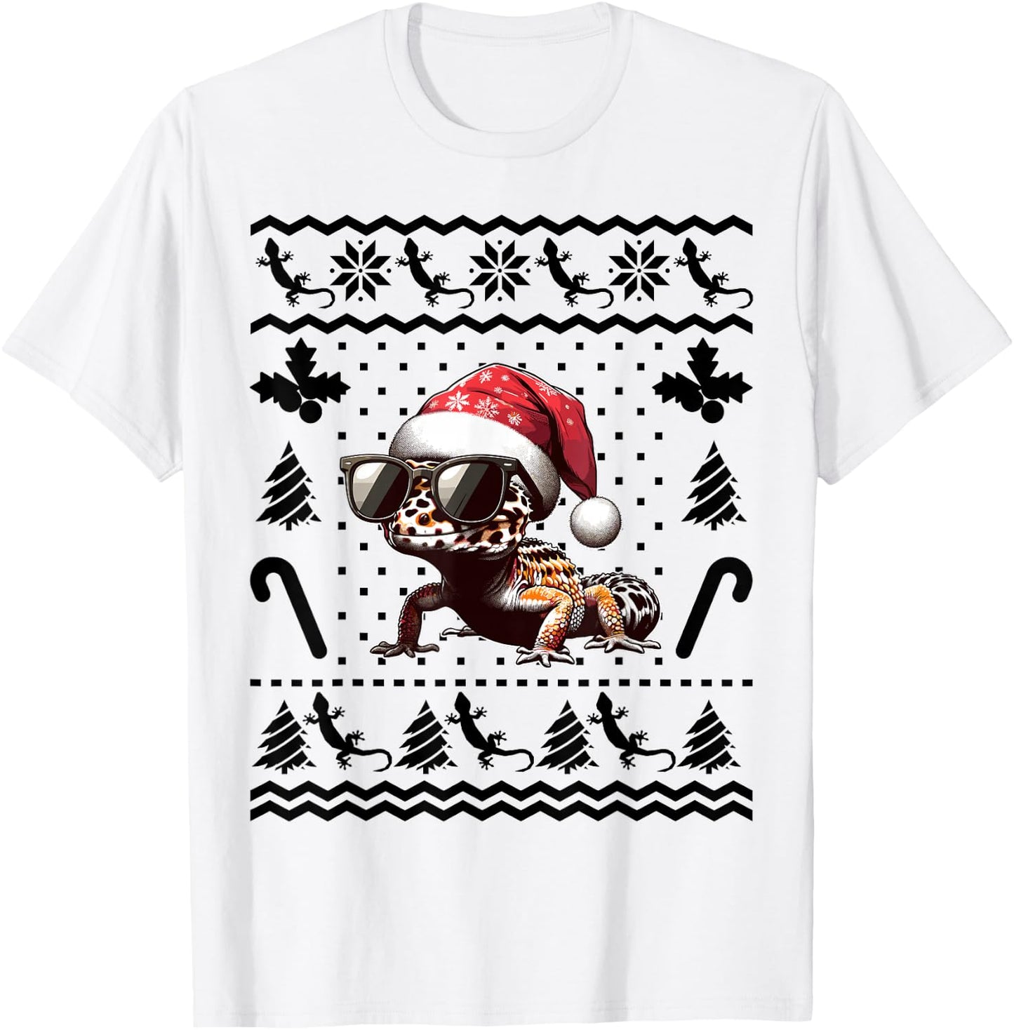 Funny Leopard Gecko Christmas Xmas Reptile Lovers Lizard T-Shirt - T-Shirt | White