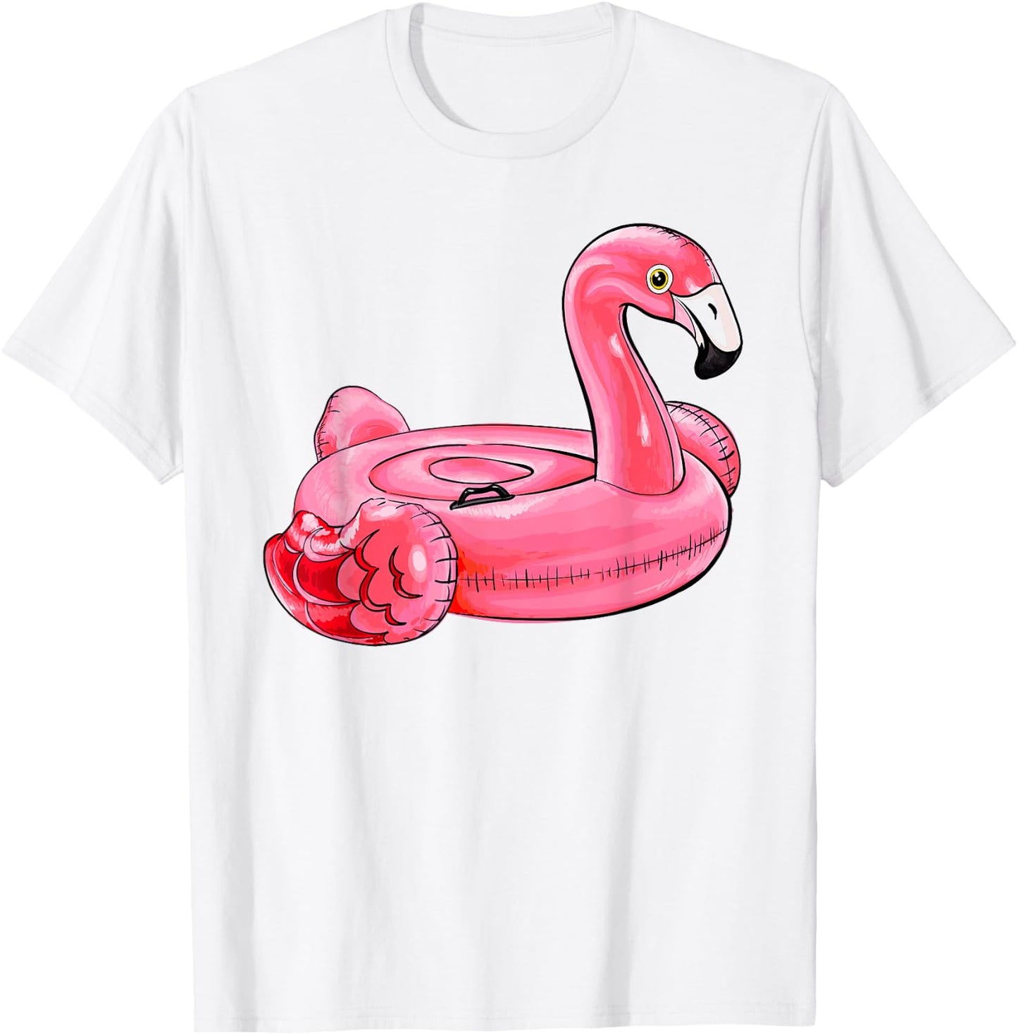 Colorful Flamingo Pool Float Tropical Summer T-Shirt - T-Shirt | White