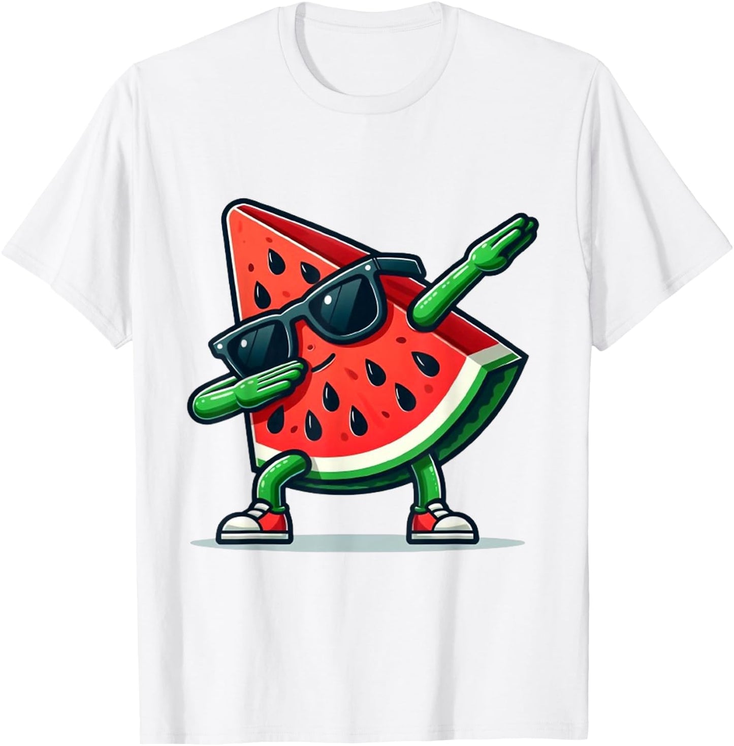 Funny Watermelon Sunglasses, white, S T-Shirt - T-Shirt | White