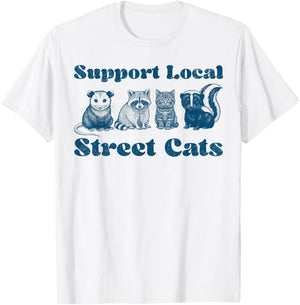 Support Local Street Cats Team Trash Opossum Raccoon Rat T-Shirt - T-Shirt | White