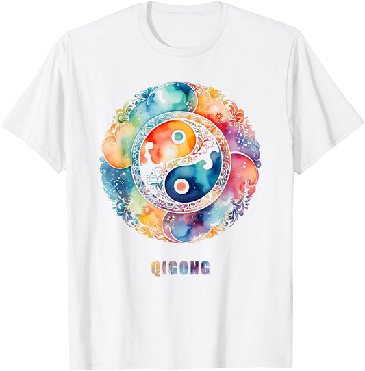 MartialArtsShop Qi Gong , Erwachsene, Kunst, Klassisch, Multicolored, Kurzarm, Small T-Shirt - T-Shirt | White