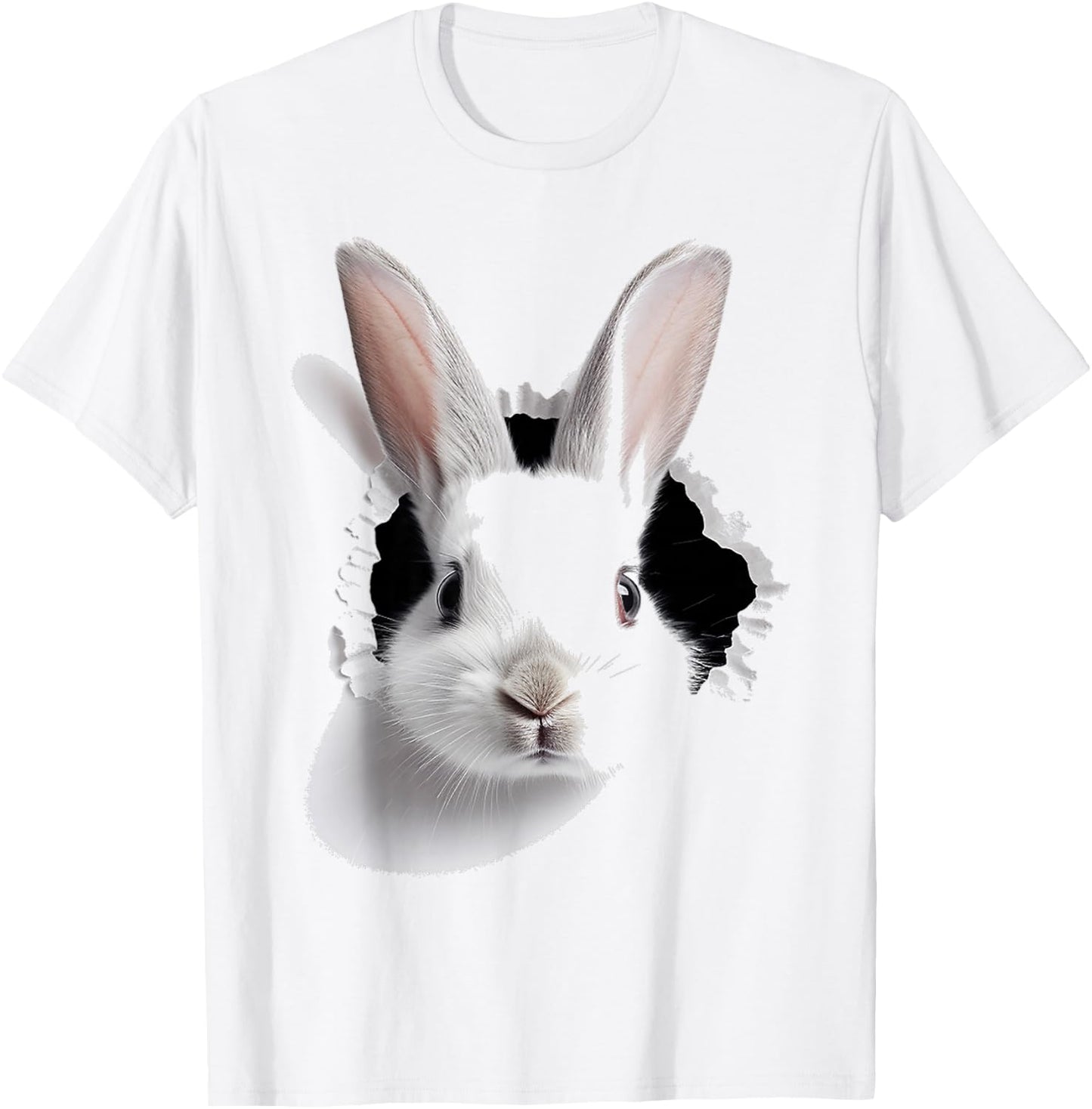 Rabbit Animal Print Motif Drawing Art Face Rabbit , White T-Shirt - T-Shirt | White