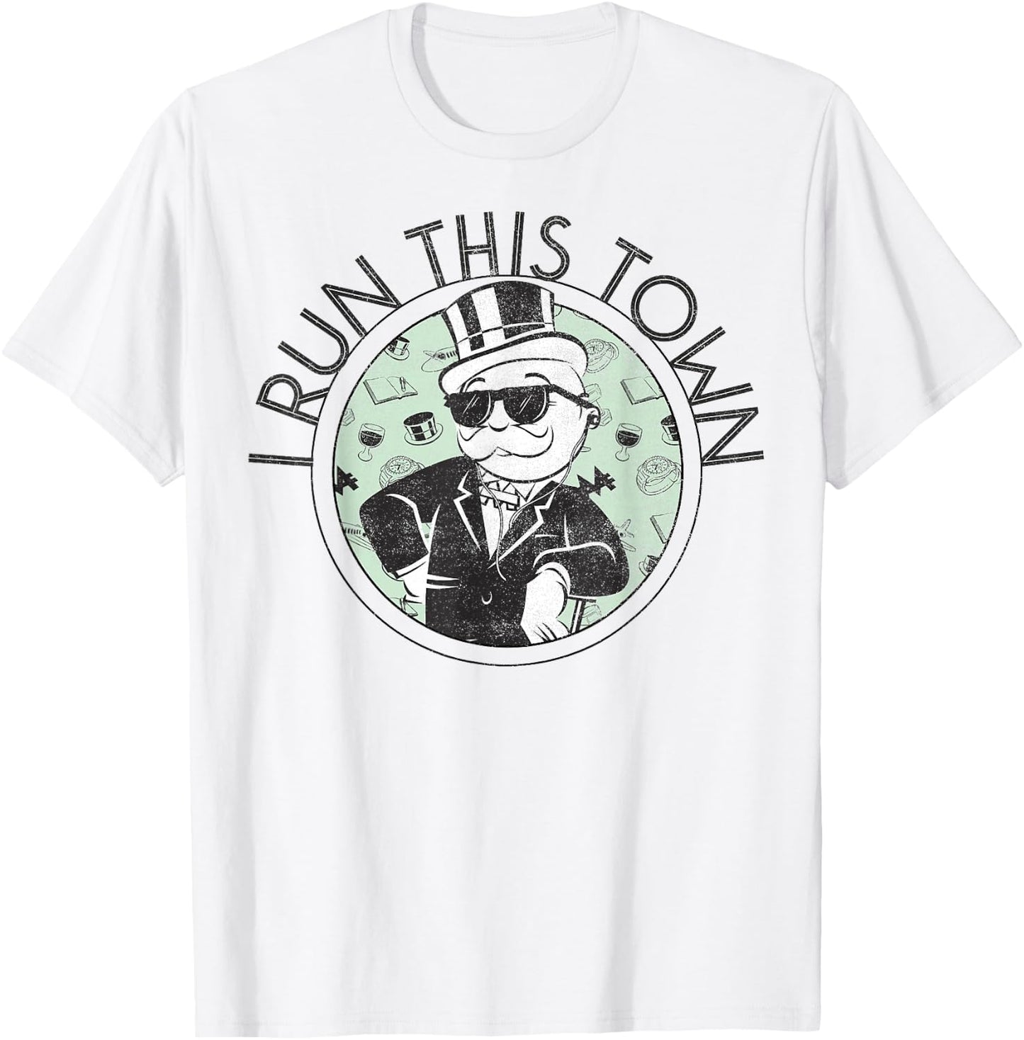 Monopoly Man I Run This Town Vintage Logo T-Shirt - T-Shirt | White