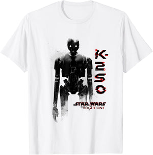 Star Wars Rogue One Iconic K-2SO Distressed Chest Portrait T-Shirt - T-Shirt | White
