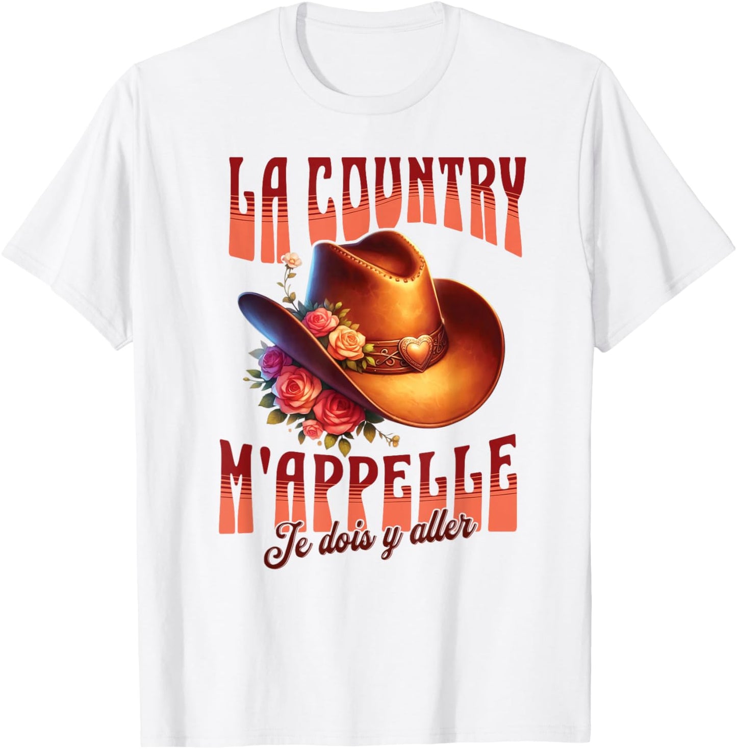 Country Dance Calls Me Flower Hat American Spirit , white, S T-Shirt - T-Shirt | White