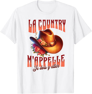 Country Dance Calls Me Flower Hat American Spirit , white, S T-Shirt - T-Shirt | White