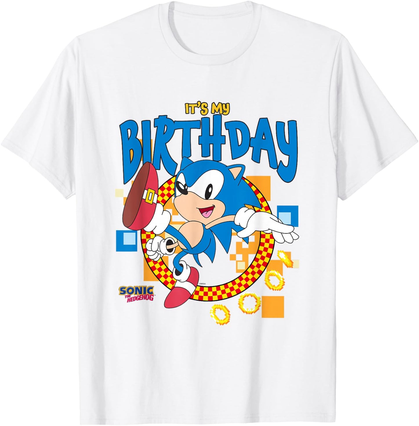 Sonic The Hedgehog Birthday It's My Birthday Cheering Sonic T-Shirt - T-Shirt | White