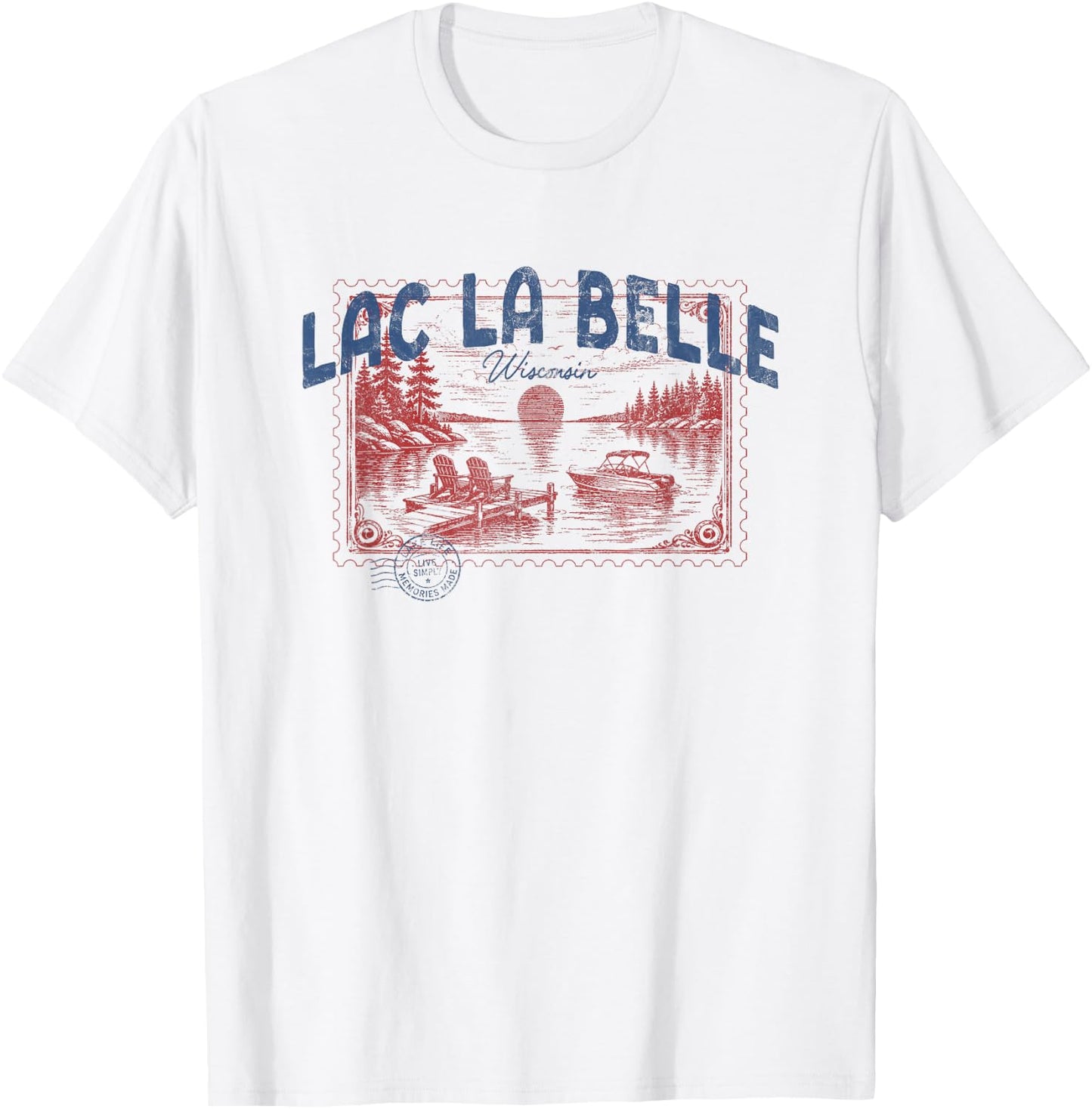 Lac La Belle Wisconsin Outdoors Vintage T-Shirt - T-Shirt | White