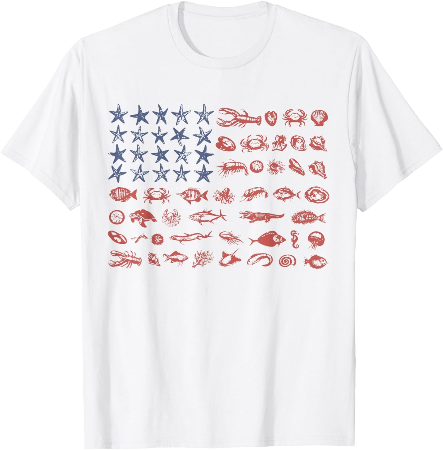 Seashell USA Flag America 250th Anniversary 4th of July T-Shirt - T-Shirt | White