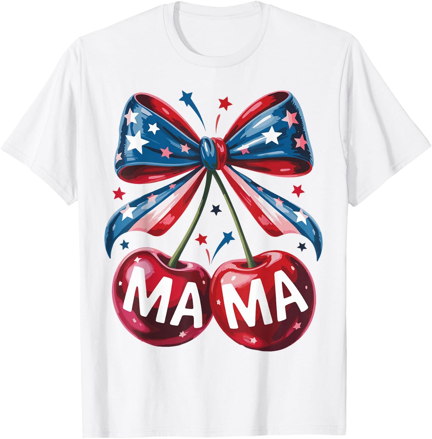 American Bow Mama Mother's Day Mom Women 4th Of July Mama T-Shirt - T-Shirt | White