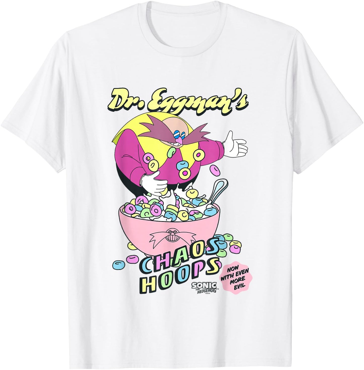 Sonic The Hedgehog Dr. Eggman's Chaos Hoops Cereal Retro T-Shirt - T-Shirt | White