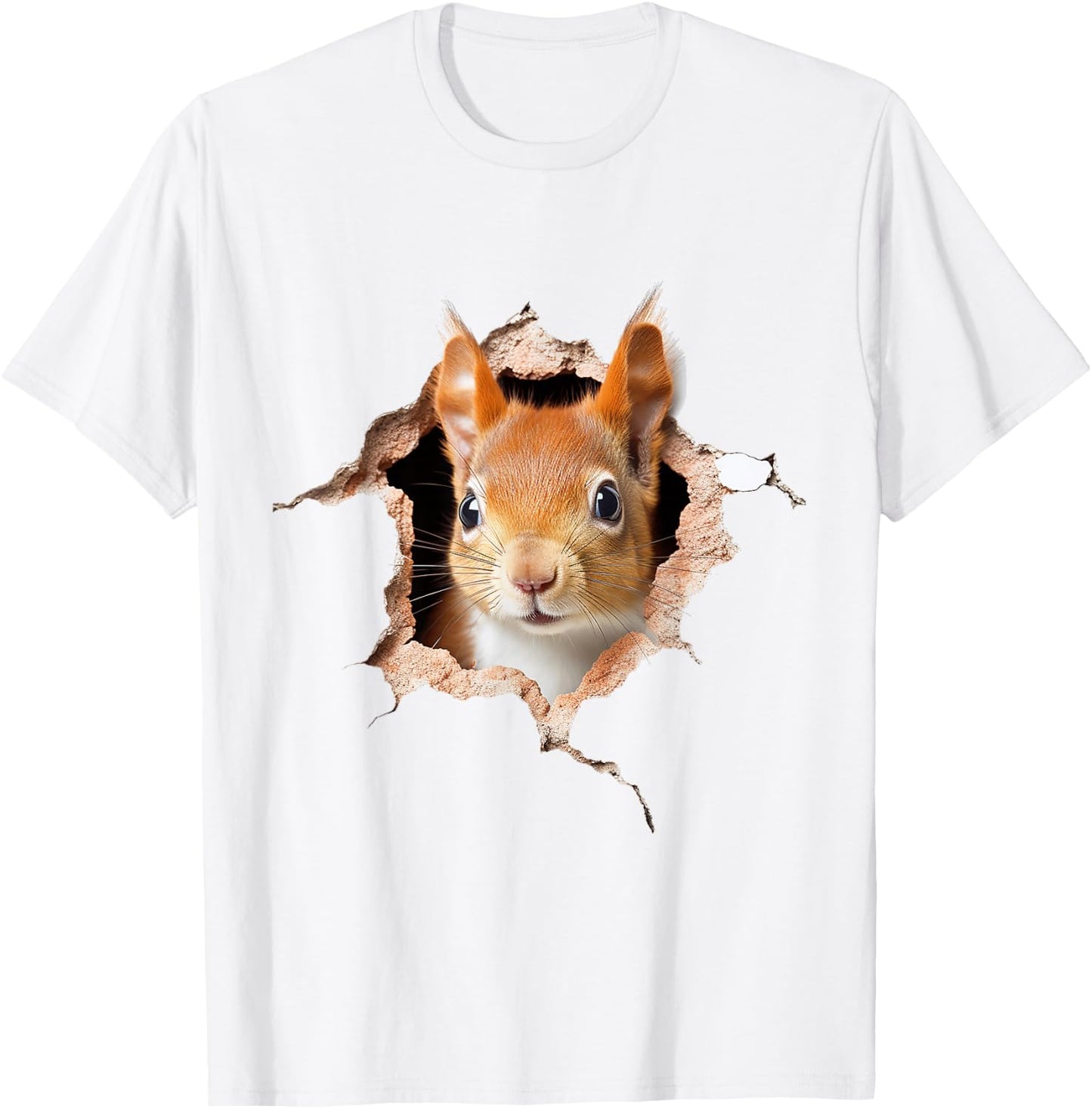 Squirrel Animal Print Motif Drawing Art Cute Squirrel , White T-Shirt - T-Shirt | White
