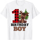 Baby Boy 1st Birthday Decorations 1 Year Old Moose Lover T-Shirt - T-Shirt | White