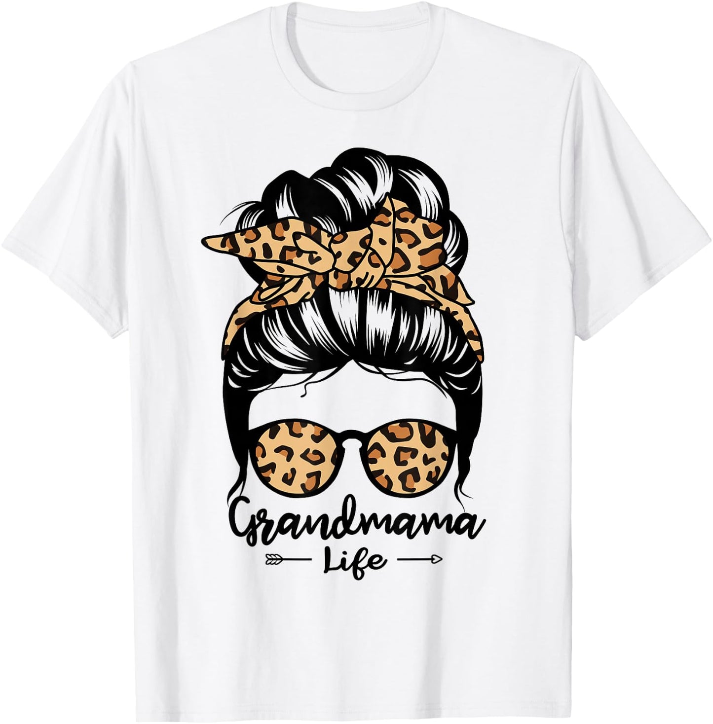 Grandmama Life Messy Bun Hair Funny Grandma T-Shirt - T-Shirt | White