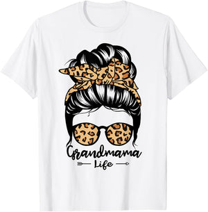 Grandmama Life Messy Bun Hair Funny Grandma T-Shirt - T-Shirt | White