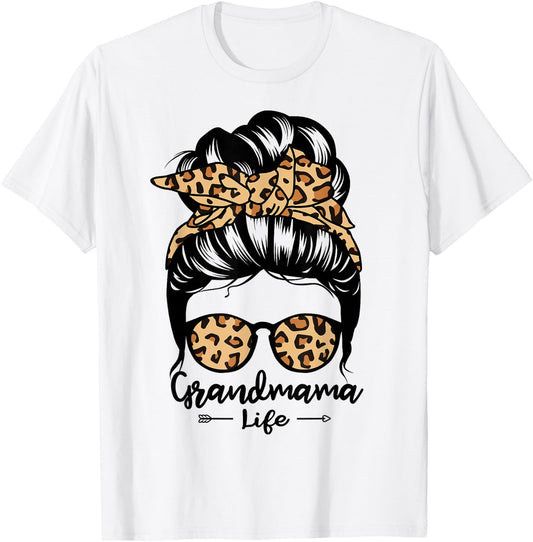 Grandmama Life Messy Bun Hair Funny Grandma T-Shirt - T-Shirt | White