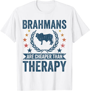 Cow Cheaper Therapy - Cattle Farmer Rancher Brahman T-Shirt - T-Shirt | White