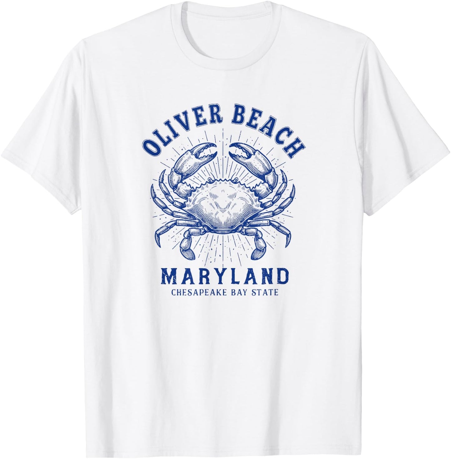 Maryland Blue Crab Coastal Oliver Beach MD Design T-Shirt - T-Shirt | White