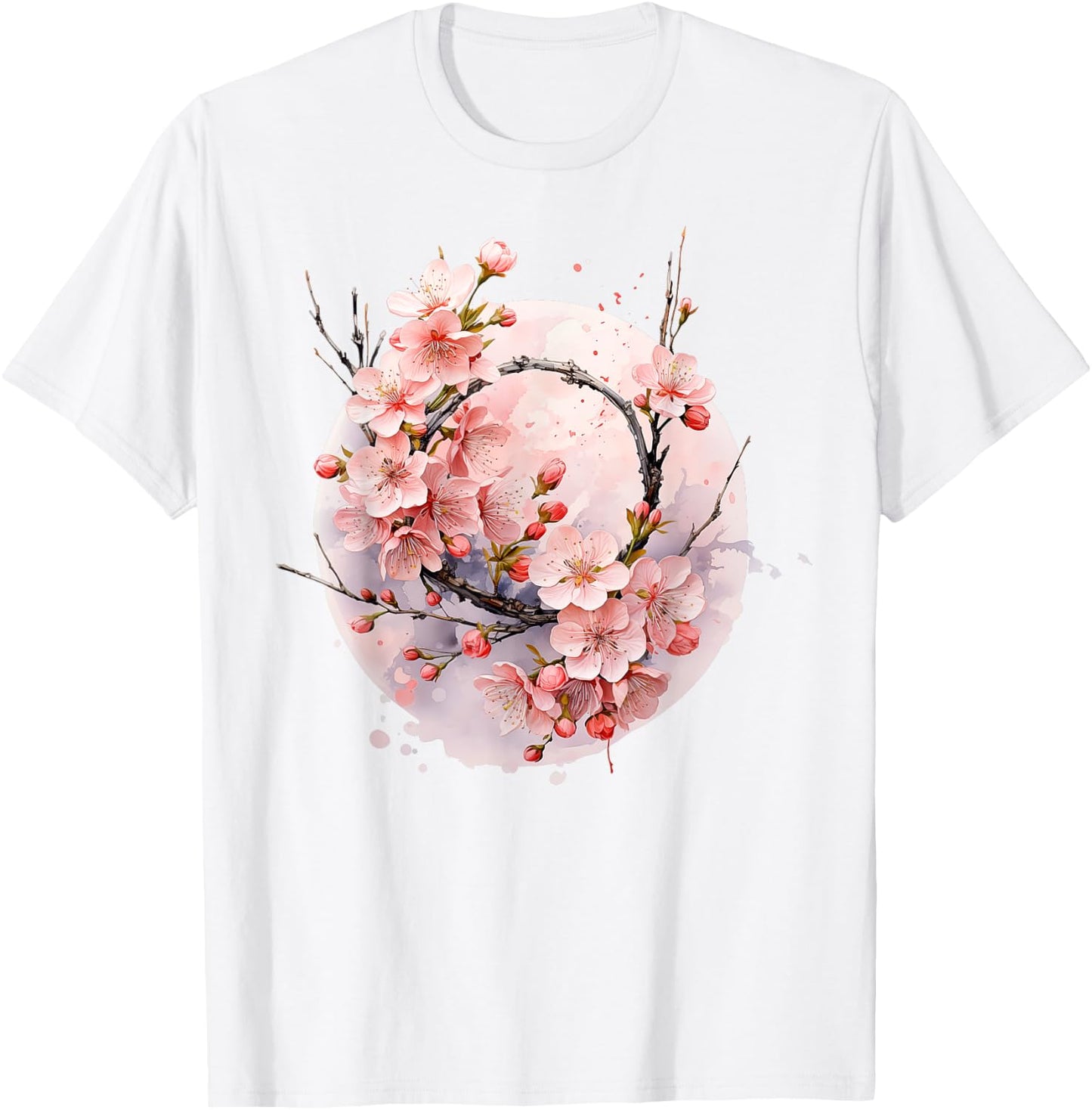 Peach, Cherry, Plum Blossom, Sakura, Japanese, Chinese, Pink , White T-Shirt - T-Shirt | White