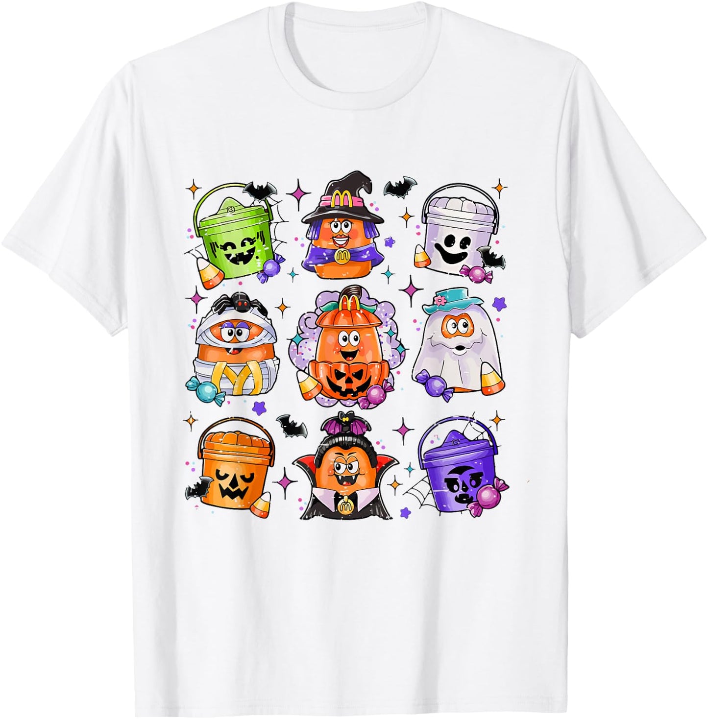 Vintage Funny Halloween Pumpkin Spooky Nuggets Chicken Cute T-Shirt - T-Shirt | White
