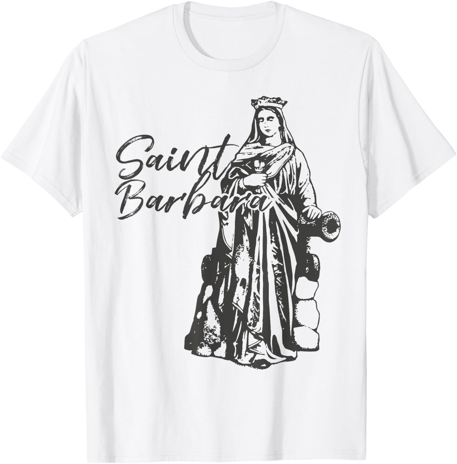 Saint Barbara Artillery Catholic T-Shirt - T-Shirt | White