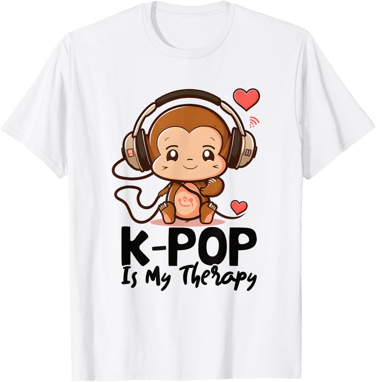 Kpop is My Therapy K Pop Monkey Fan Item , gray T-Shirt - T-Shirt | White