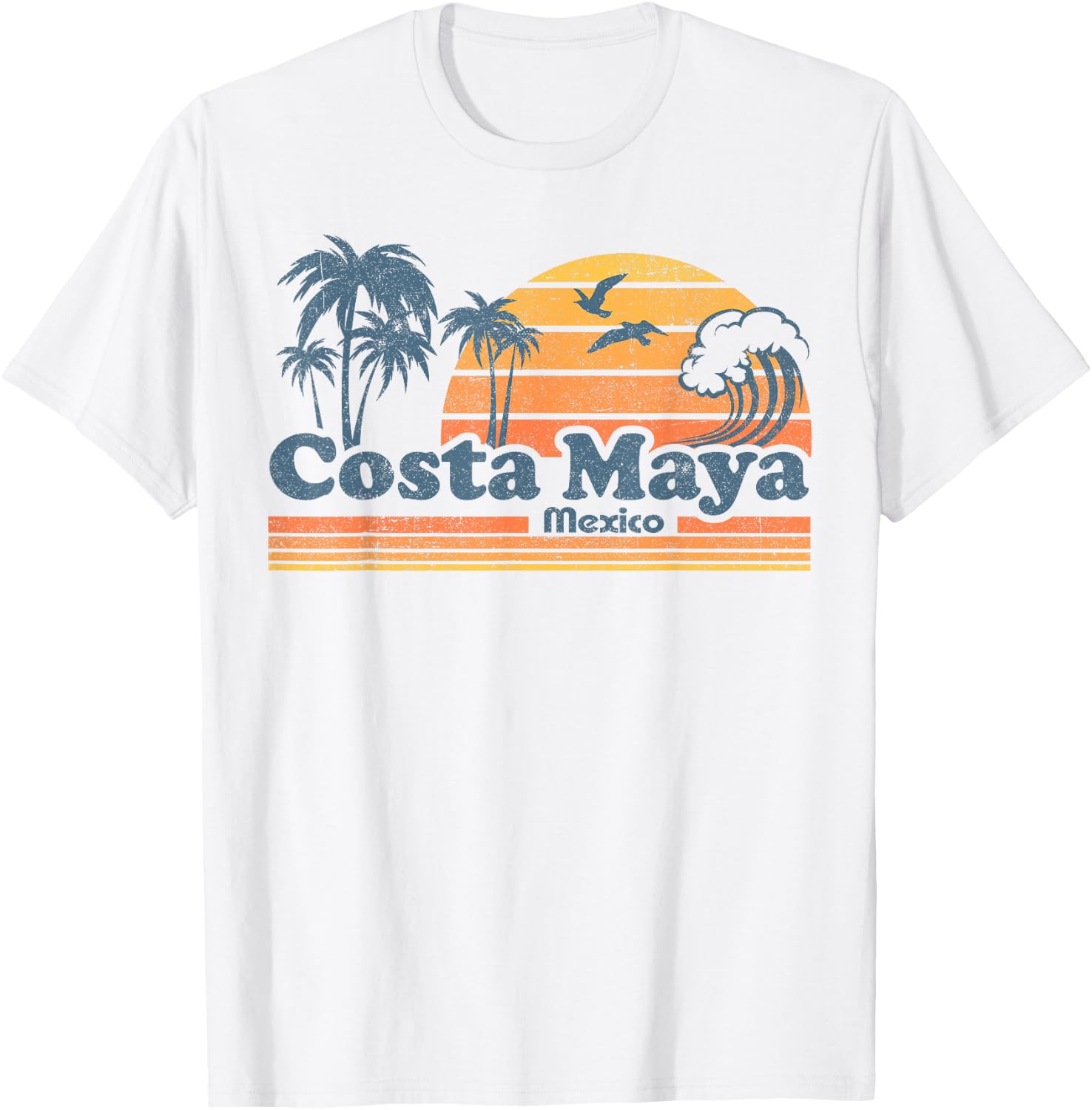 Costa Maya Mexico Beach Summer Vacation Vintage 70's Retro T-Shirt - T-Shirt | White