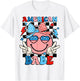 Checkered American Dude US Flag Bow Girl 4th of July T-Shirt - T-Shirt | White