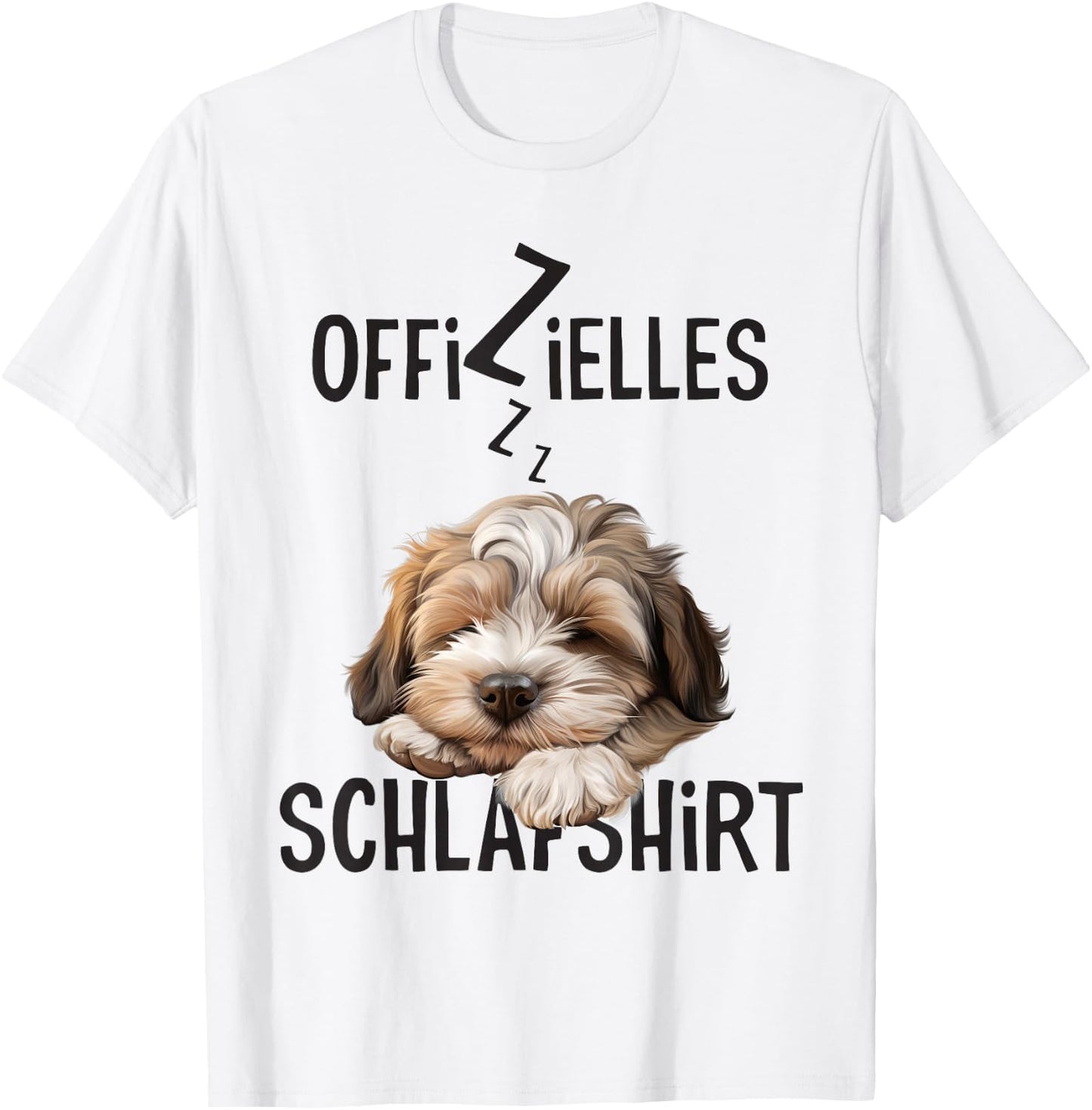 Official Sleep Shirt with Dog Funny Lion Dog Motif , White T-Shirt - T-Shirt | White