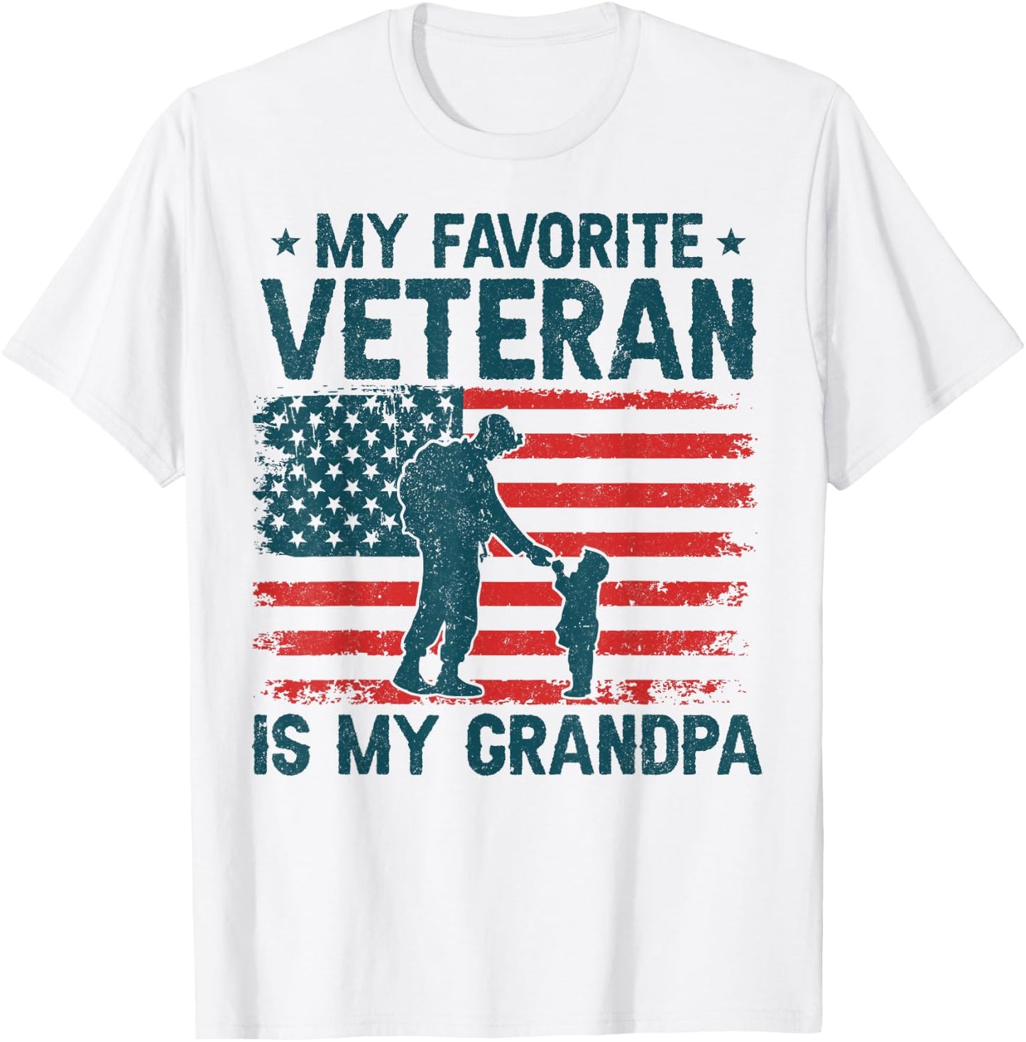 My Favorite Veteran is My Grandpa Veterans Day Military Papa T-Shirt - T-Shirt | White