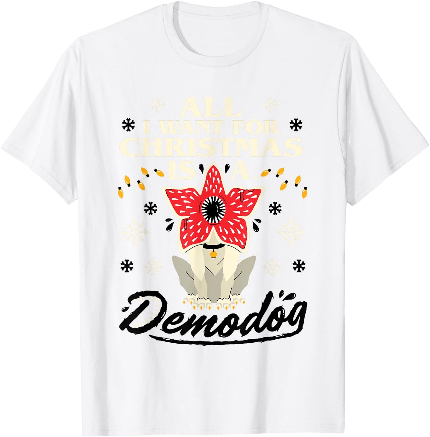 Stranger Things Demodog Christmas , red T-Shirt - T-Shirt | White