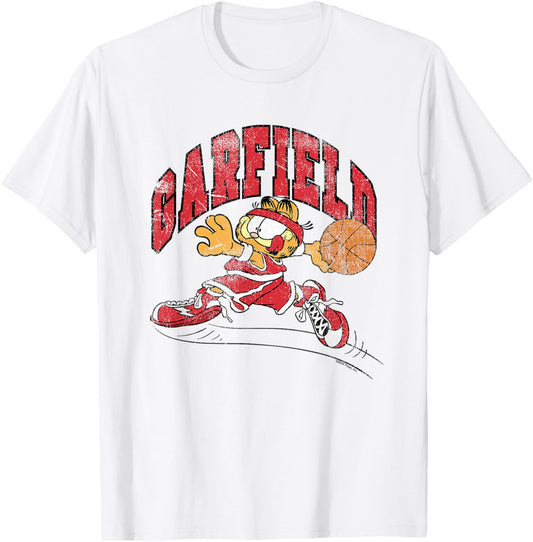 Garfield Basketball , White T-Shirt - T-Shirt | White