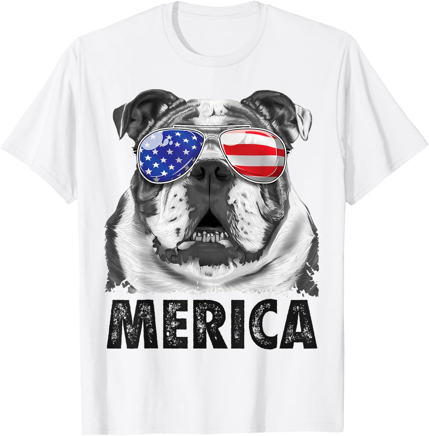 English Bulldog 4th of July Shirt Merica Men Women American T-Shirt - T-Shirt | White