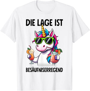 Die Lage Ist Besäufniserregend mit Einhorn - - Weiß - S - Kurzarm - - Cartoon - Frühling, Sommer T-Shirt - T-Shirt | White