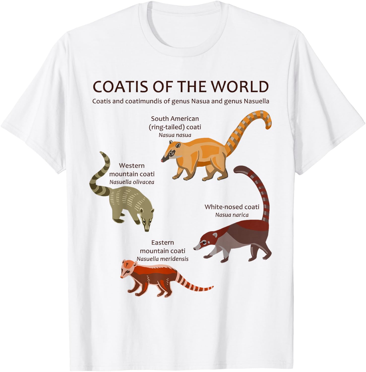 Coati and Coatimundi Species Animal Artwork T-Shirt - T-Shirt | White