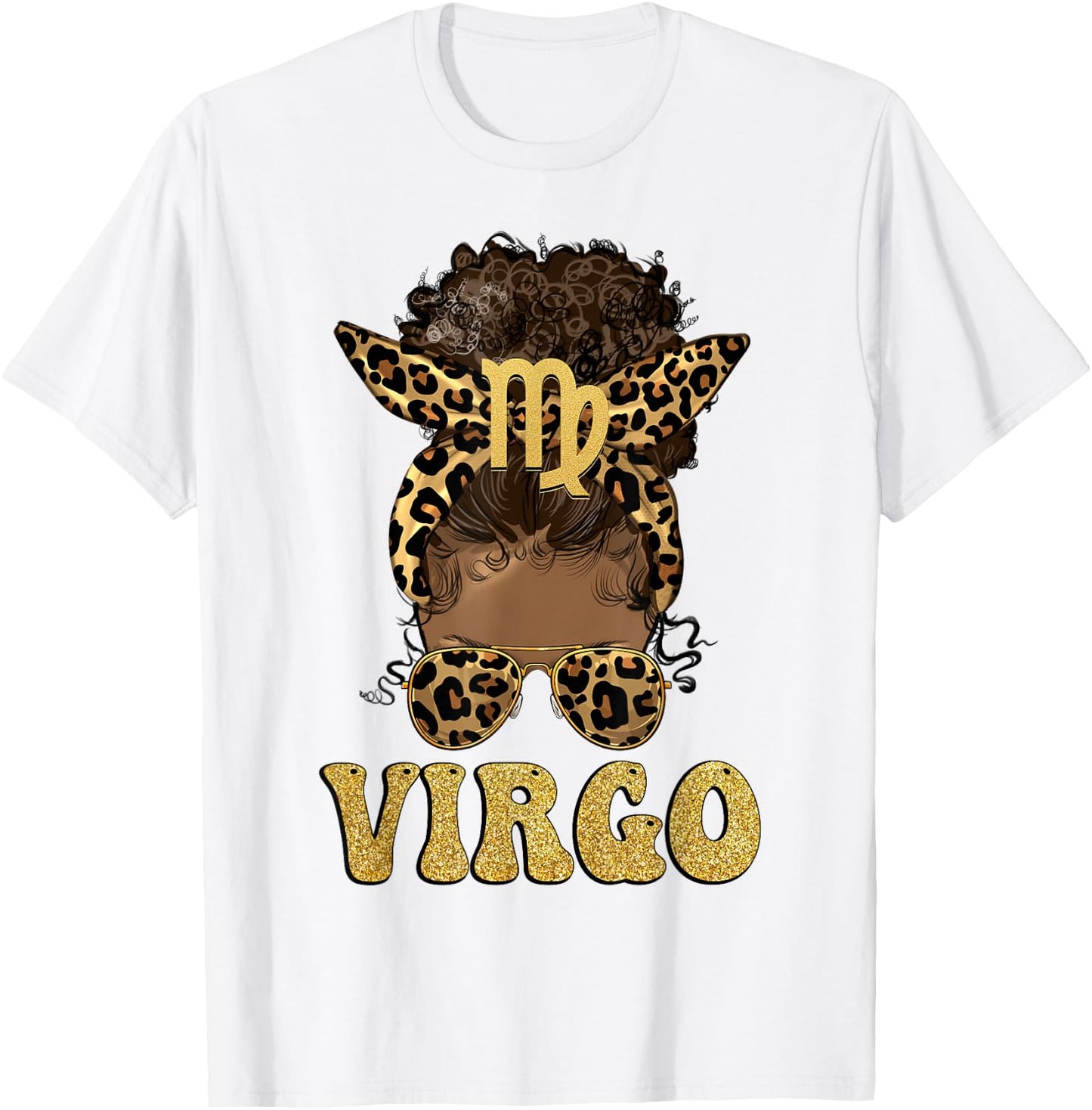 Virgo Girl Afro Messy Bun African American Women T-Shirt - T-Shirt | White