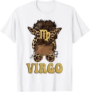 Virgo Girl Afro Messy Bun African American Women T-Shirt - T-Shirt | White