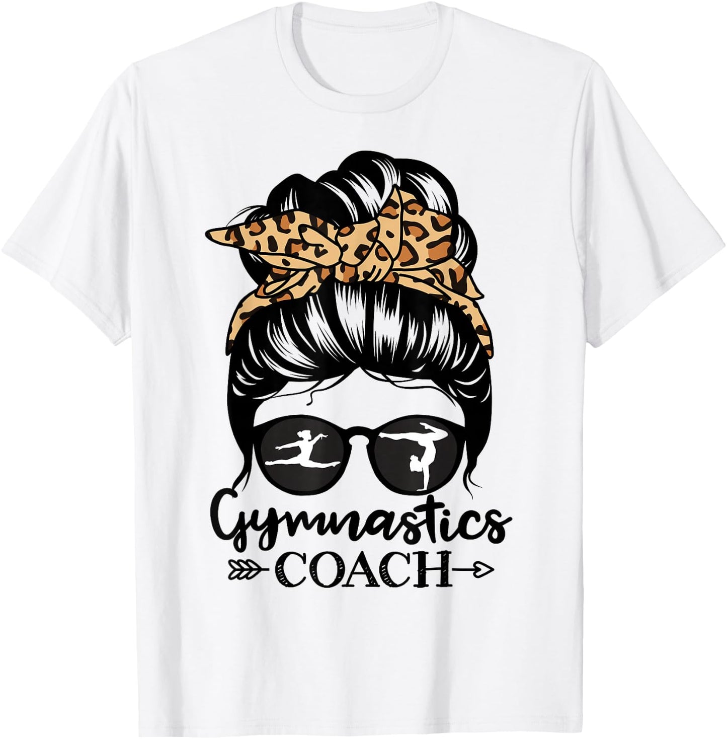 Gymnastics Coach Messy Bun Hair Funny Gymnast Coach T-Shirt - T-Shirt | White
