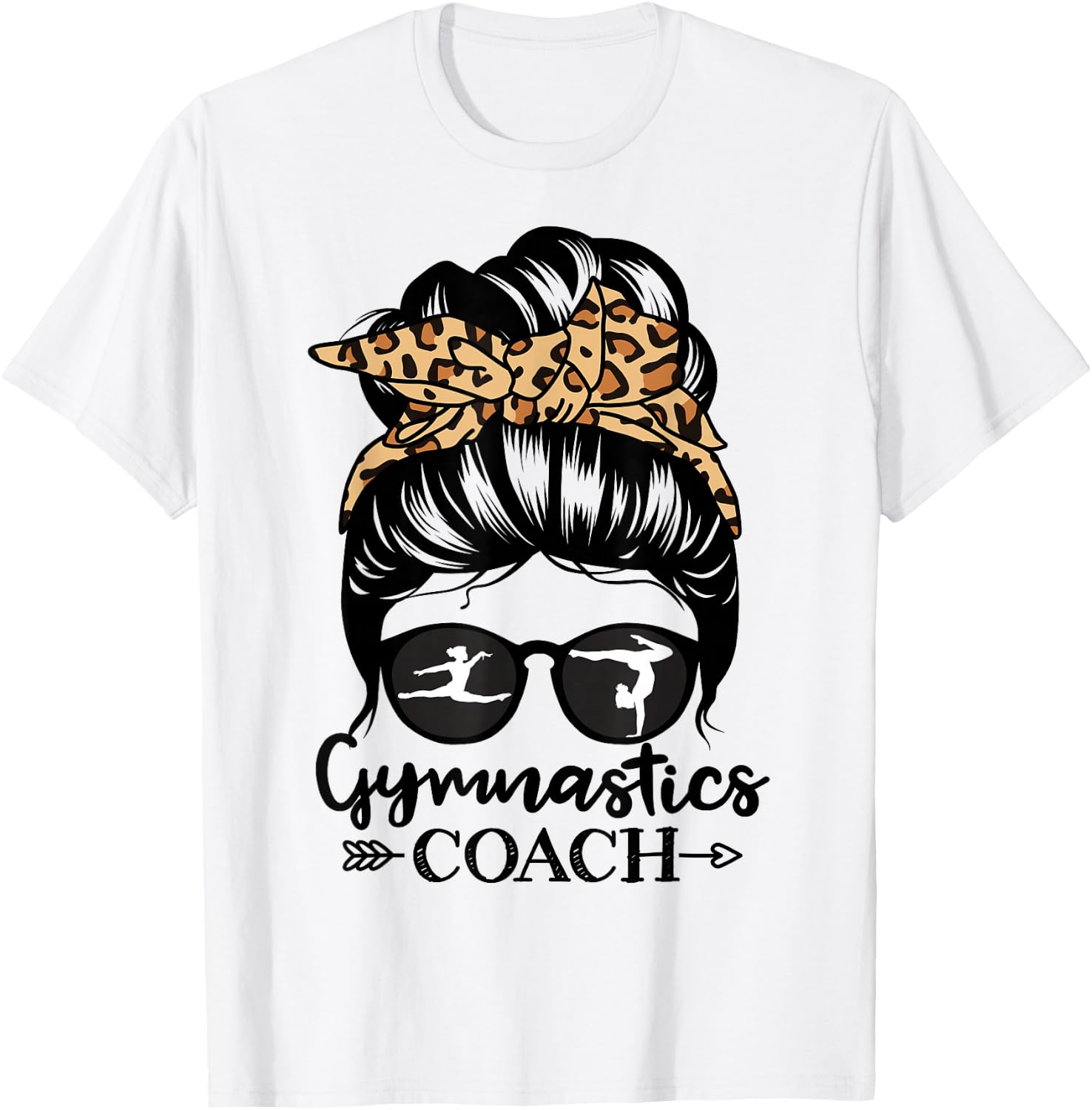 Gymnastics Coach Messy Bun Hair Funny Gymnast Coach T-Shirt - T-Shirt | White
